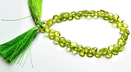 Peridot briolettes facettees coeur perles naturelles 5.5-6mm LKBEADS