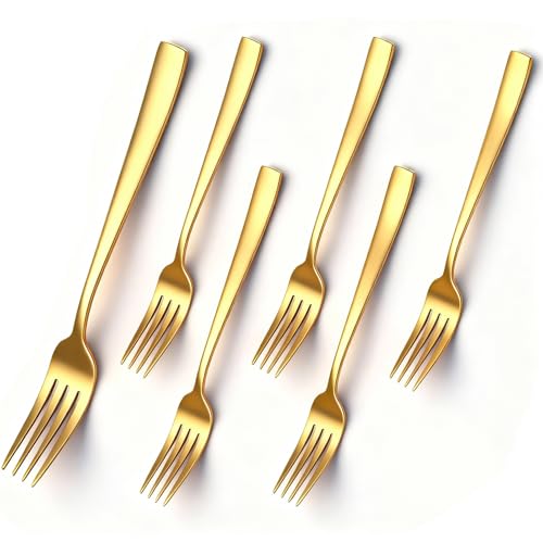 Kucensi Tafelgabeln von 6 Stück 20.5cm, Edelstahl Modernes Speisegabel-Set, Gabeln und Löffel Besteck, ideal für Zuhause, Restauroom, Hotel,...
