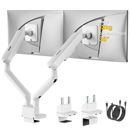 Soporte Doble Monitor VESA 75/100mm monTEK con pinza y brazo articulado ajustable
