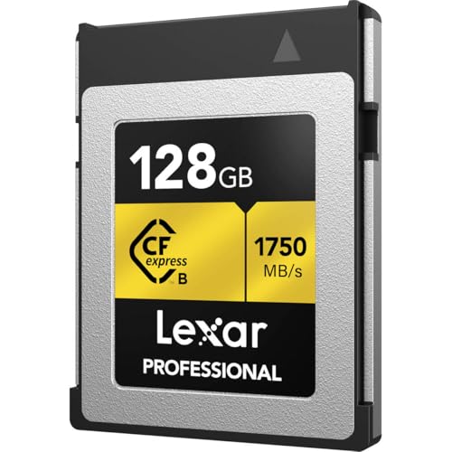 Image of Lexar 128GB Professional CFexpress Type B Memory Card Gold Series, Up to 1750MB /s Read, Raw 8K Video Recording, Supports PCIe 3.0 and NVMe (LCXEXPR128G-RNENG) | Up to 1750MB per S Read, 1500MB per S Write, Pcie GEN3X2, Mpn Lcxexpr128g-Rneng
