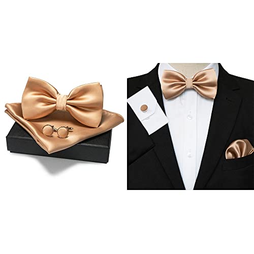 Set de corbata de moño para hombre con gemelos y pañuelo miniatura 3