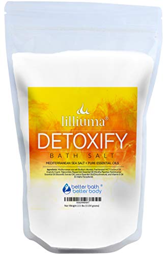 Detoxify Bath Salt 40 Ounces Mediterranean Sea Salt with Peppermint, Frankincense, and Lemon Essential Oils, Detox Bath with Natural Ingredients