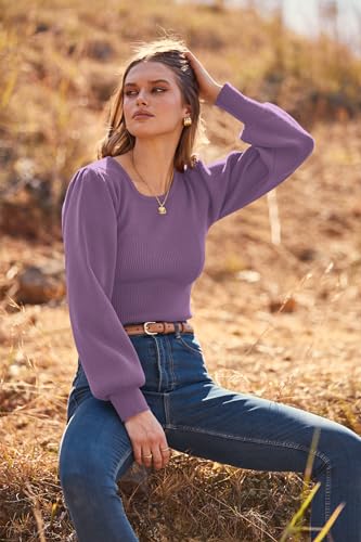 Image of MASCOMODA Womens Puff Long Sleeve Ribbed Sweater Bodysuits