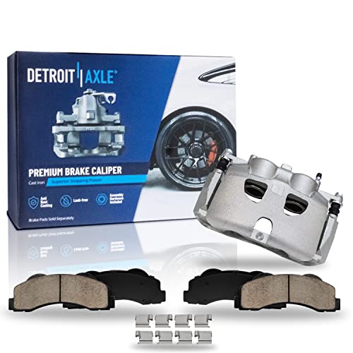 Image of Detroit Axle - Front Brake Kit for Ford 2010-2021 Expedition, 2010-2011 F-150, 2010-2021 Lincoln Navigator, Disc Brake Caliper w /Bracket Ceramic Brakes Pads w /Hardware Replacement