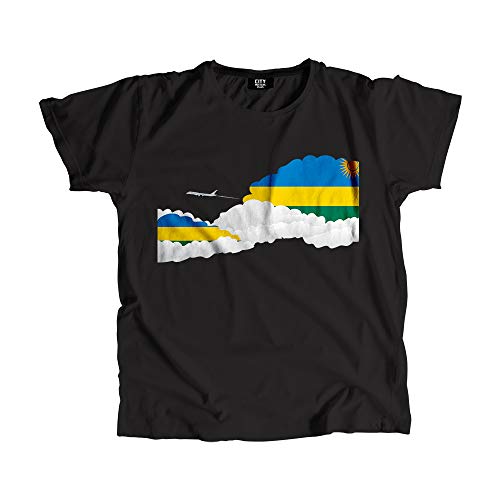 T-shirt Rwanda flight coton respirant motif ciel et avion de ligne