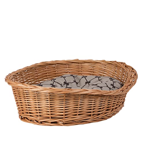 Hundekorb aus Weide in Naturfarbe, Tierkorb, Katzenkorb (Beige, 100x75 H27)