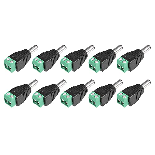 Rebower DC Power Connector Male Jack Plug Adapter, [ for CCTV Cable Connection ] - 5.5x2.1mm/ 10Pcs