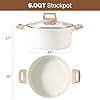 CAROTE 6 Qt Nonstick Stock Pot with Lid Soup Pot, 6 Quart Casserole with Lid, Easy to Clean Non Stick Cooking Pot Cookware PFOA Free, White Granite #1