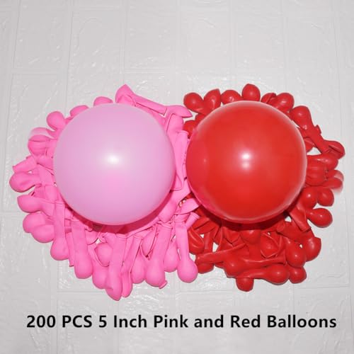 Image of 200 Pcs Pink Red Balloons 5 Inch Pink and Red Latex Small Balloon Garland Arch Kit for Valentine's Day Baby Shower Birthday Bridal Shower Wedding Anniversary Party Decorations