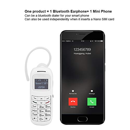 Ashata Mini Small Mobile Cell Phone, Mini Mobile Cell Phone Mini Mobile Phone Bluetooth Dialer With Headset Cellphone Earphone Ear Hook Support Sim, Mp3, Long Standby Time(White) #TOP2