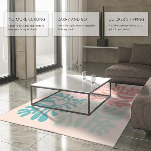 Tapis algues rouges antiderapant lavable style Matisse grand format
