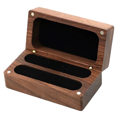 Caja de madera para anillos portátil contra arañazos con ranura doble 2