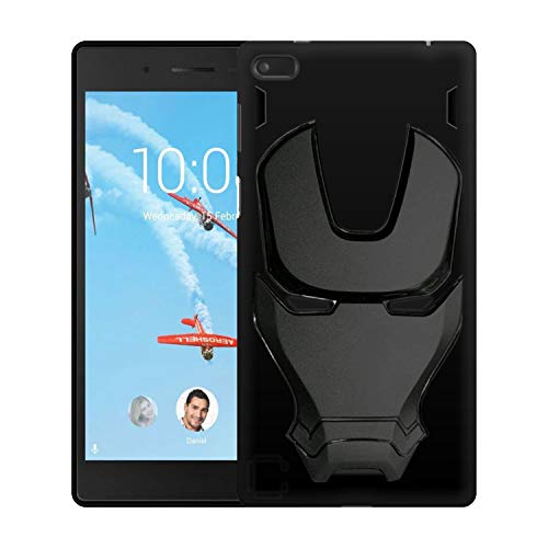 Image of COVERLY Official 3D Touch Feel Trending Marvel Avengers Logo Mask Soft Rugged Grip Iron Man Super Power Cartoon Movie Silicone Matte Back Cover for Lenovo Tab 7 7504X Tablet - Black (2018)