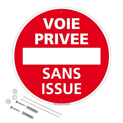 Panneau Voie Privée Sans Issue Aluminium 2 Mm - Diam. 300 Mm Signalisation Prépercée Avec Kit De Fixation Fabrication Française