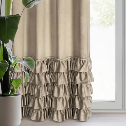 Eurofirany Carli Velvet Curtain with Ruffles, Velvet Curtain with Eyelets, Opaque Blackout Curtain for Living Room Bedroom - Image 3