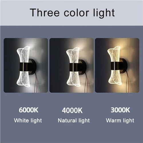 Image of Groeien 12W | 3 Color LED Nordic LED Sconce Transparent Indoor Home Acrylic Wall Lamp for Bedroom Living Room Corridor Lighting Fixtures Wall Mount(Warm+Natural+Coolwhite) (Luxe Wave, 1)