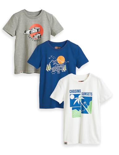 Image of Amazon Brand - Symbol Boys 100% Cotton Graphic Printed Half Sleeves T-Shirt | Age 6-14 Years (Available in Combo Pack of 3 and 5)