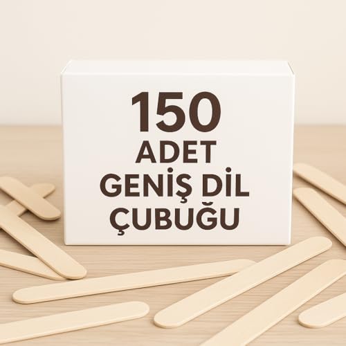 150 Adet Ahşap Büyük Geniş Dil Çubuğu Abeslang Dondurma Dil Basma Ağda Çubuğu