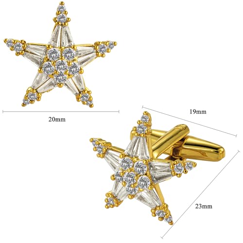 Mancuernillas para hombre con cristal y acabado dorado miniatura 5