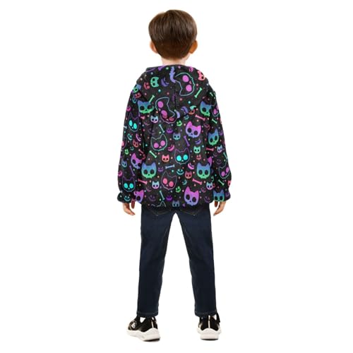 Boys' Fleece Hoody Jacket Zip Up Coat Warm Fall Winter Plush Jacket Halloween Cat Skull Long Sleeve Outerwear4