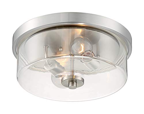 Image of Nuvo 60 /7168 Sommerset 2-Light Flush Mount Fixture with Clear Glass - Brushed Nickel Finish