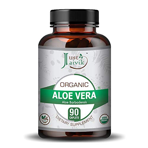 Just Jaivik Organic Aloe Vera Tablets - 90 Tablets (750 Mg) Pure Herbal Nutritional Supplement for All Wellness and Rejuvenation | Manages Metabolism,Supports Skin Hydration Skin and Strengthens Hair