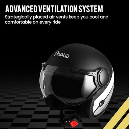Image of Pivalo 580MM Star Half Face Helmet with Outer Clear Visor Matt Finish Scratch Resistant Open-Face for Bike Scooty Riding Men and Women - Pack of 1