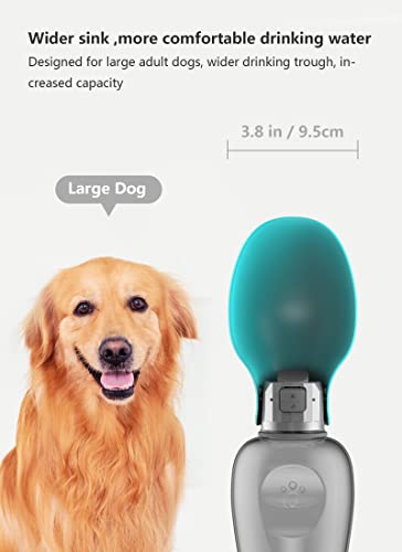 Kalimdor Dog Water Bottle, Leak Proof Portable Puppy Water Dispenser with Drinking Feeder for Pets Outdoor Walking, Hiking, Travel, Food Grade Plastic (27oz Blue) - Image 3