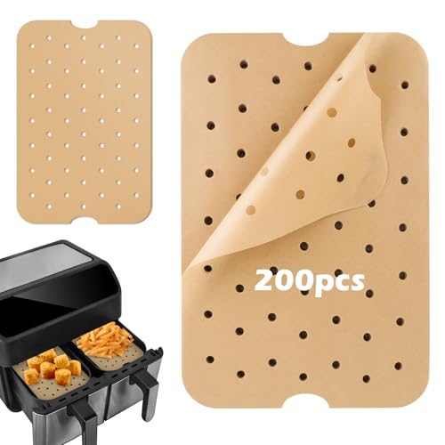 200 Papier Sulfurisé Air Fryer，Perforé Papier Cuisson Air Fryer,feuilles de papier parchemin pour friteuse à air