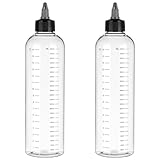 ヘアアプリケーターボトル 2個 16.5オンス ツイストオントップチップ キャップ ヘアカラーボトルアプリケーター 目盛り付きヘア用 クリアスクイーズボトル プラスチックヘアダイボトル ヘアオイル容器 500ml