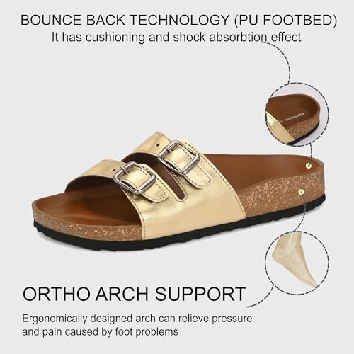 Image of Centrino Women's Berkin-Style Slip-On Sandals | Open Toe Design | Soft PU Footbed | Lightweight & Comfortable | Arch Support | On-Grip Sole | Casual Outdoor Wear (9228)
