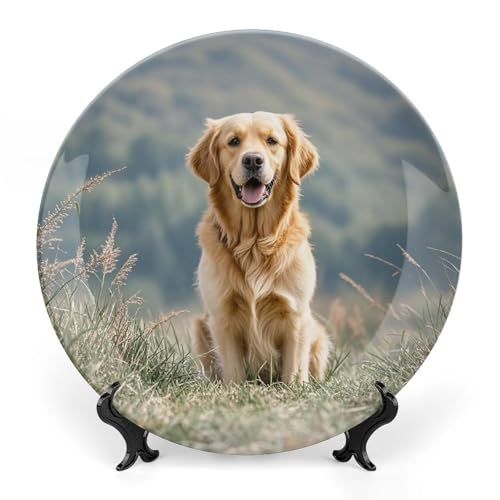 Plato decorativo Golden Retriever Bone China 7 pulgadas miniatura 1