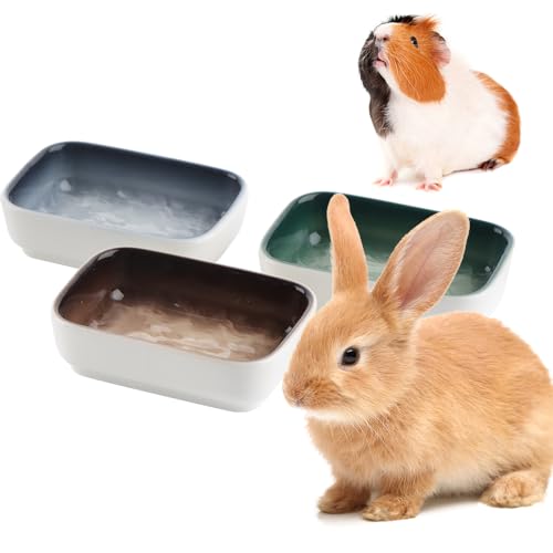3-Pack-Hamster-Ceramic-Bowl-Small-Animals-Anti-Turning-Food-Water-Bowl-for-Rabbit-Sugar-Glider-Hamster-Guinea-Pig-Hedgehog-Squirrel-Blue-Green-and-Brown 3 Pack Hamster Ceramic Bowl Small Animals Anti-Turning Food Water Bowl for Rabbit Sugar Glider Hamster Guinea Pig Hedgehog Squirrel ((Blue, Green and Brown) - Image 1