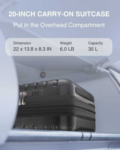 Luggex Carry On Luggage 22X14X9 Airline Approved With Spinner Wheels-20 Inch Pp Expandable Suitcase With Wheels- Lightweight Travel Suitcase Tsa Approved(Black Luggage) #TOP2