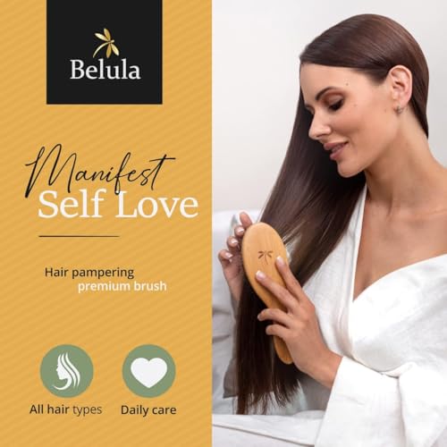 Image of Belula Boar Bristle Hair Brush - Hair Brushes for Women & Mens Hair Brush, Detangler Brush, Hairbrush, Detangling Brush for Long, Curly or Any Type of Hair. (Pack of 2)