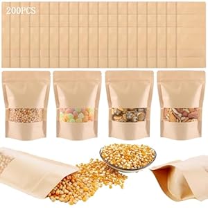 FWEEK 200 Stück Kraftpapier Tüten Sichtfenster