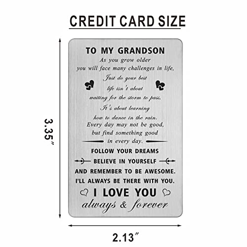 CPLJW Grandson Birthday Card Gifts - Never Forget I Love You - Grandson Birthday Graduation Wallet Card Gifts from Grandma Grandpa2