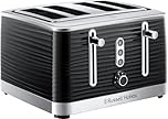 Russell Hobbs Inspire 4 Slice Toaster (Extra wide slots, High lift feature, 6 Browning levels, Frozen/Cancel/Reheat function with Blue LED illumination, 1800W, Black textured high gloss) 24381