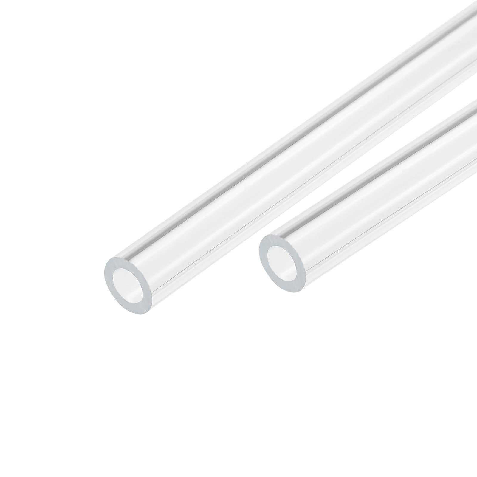 MECCANIXITY Acrylic Pipe Clear Rigid Round Tube 8mm(5/16") ID 12mm(1/2") OD 14" for Lamps and Lanterns, Water Cooling System 2pcs