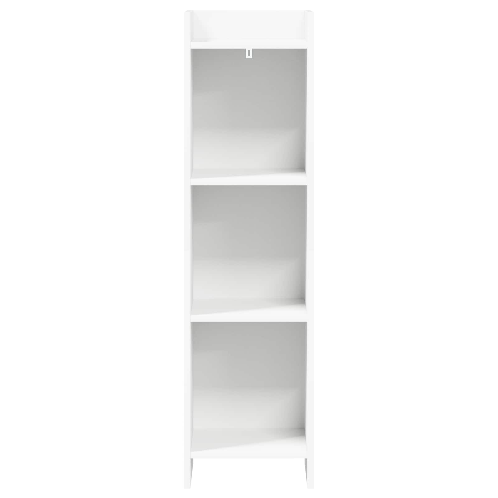 Bücherregal mit 3 Einlegeböden, weiß, 30 x 30 x 111 cm, aus technischem Holz | Modernes rechteckiges Design, einfache Montage, viel Platz für Bücher und Dekoration, Reinigung mit feuchtem Tuch