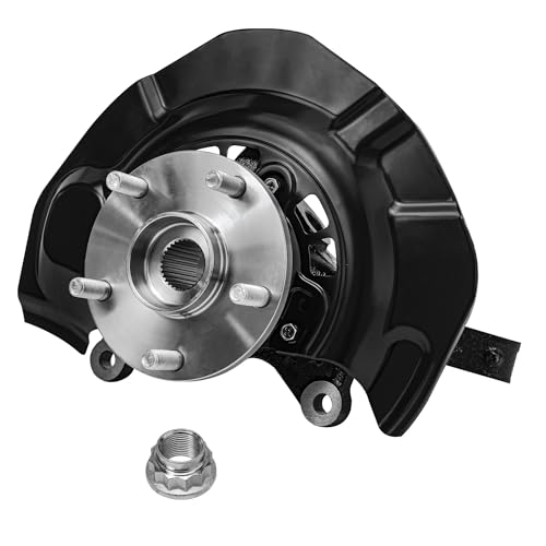 Image of Detroit Axle - AWD Front Right Steering Knuckle for 04-10 Toyota Sienna, Passenger Side Steering Knuckle & Wheel Bearing Hub Assembly 2004 2005 2006 2007 2008 2009 2010 Replacement