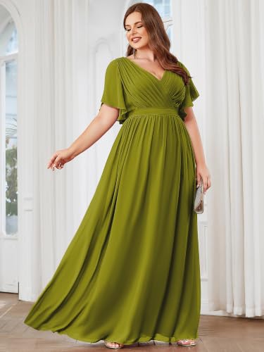 Image of Ever-Pretty Plus Women's Chiffon Maxi Plus Size Formal Bridesmaid Dresses