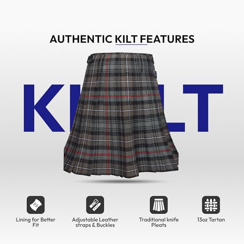 Image of 8 Yard Mens Kilt - Authentic Tartan Kilt for Men Highland Outfit for Weddings & Traditional Scottish Wear