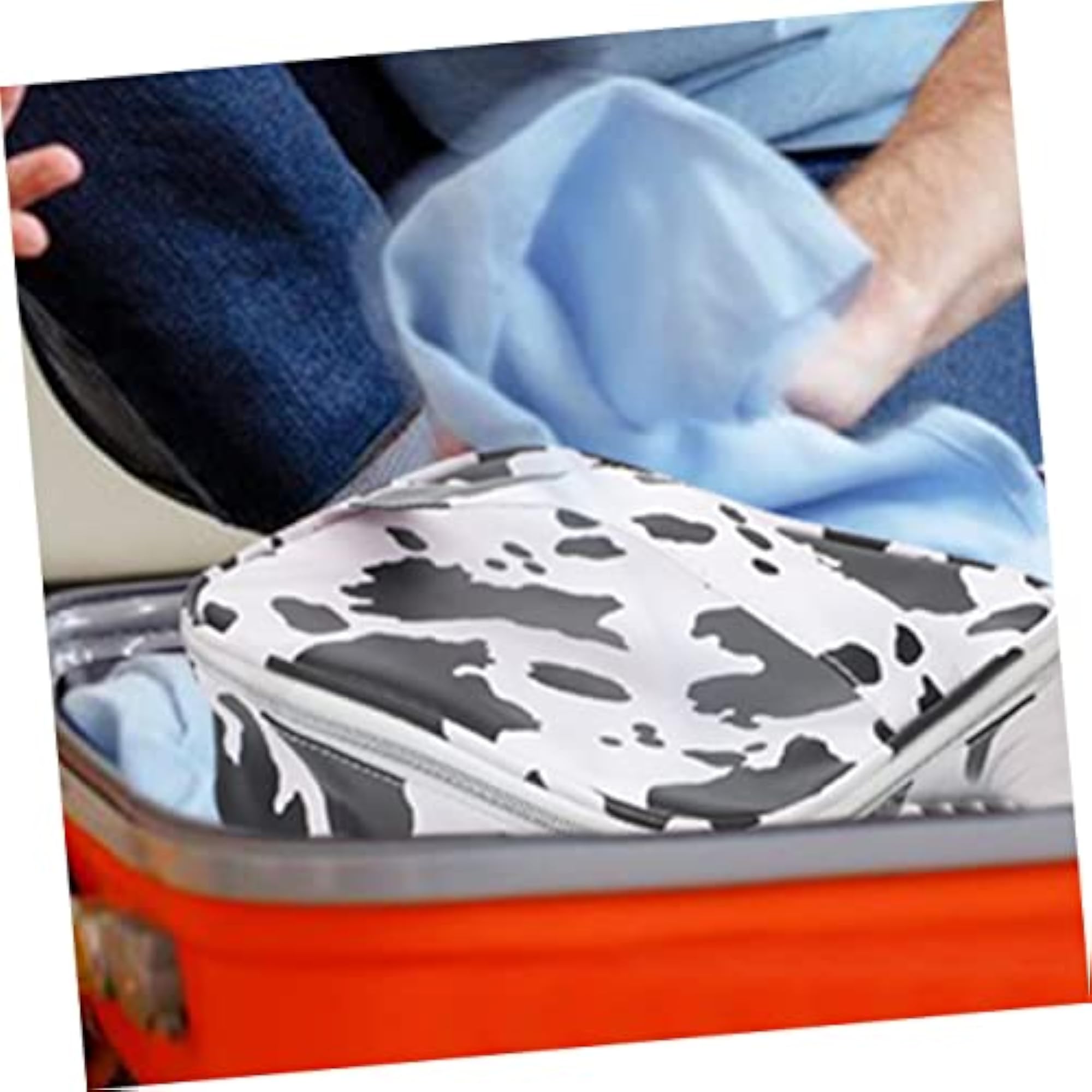 16 Pcs Cow Pattern Cosmetic Bag Travel Makeup Set