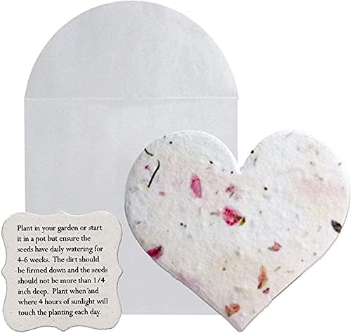 Seed Bloom 72-Piece Set Handmade Bloom & Grow Seed Paper Wildflower Seeds Embedded Recycled Seeded Paper Gift Tags Gift Cards Stationery & Gift Wrapping Supplies (Hearts, Envelope, & Planting Guide)
