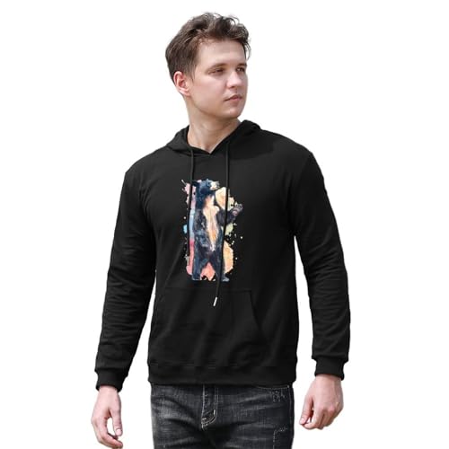 Black Bear Unisex Casual Hoodies Long Sleeve Lightweight Pullover Tops Loose Sweatshirt with Pocket4