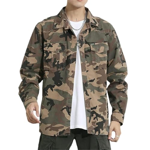 Chemise tactique camouflage manches longues en coton avec poches militaire homme