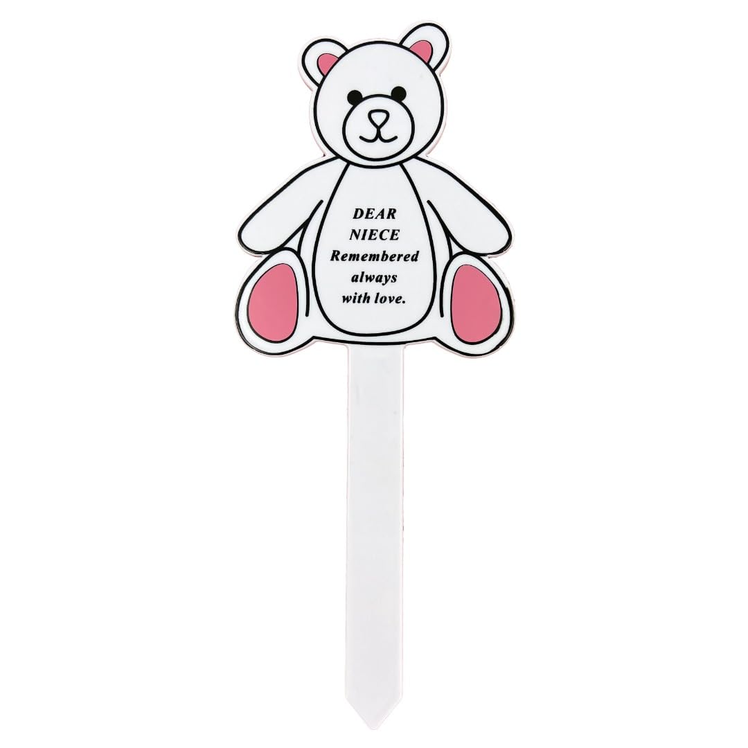 Angraves White Special Niece Memorial Baby Child Remembrance Verse Grave Ground Stake Plaque Teddy Bear Graveside Cemtery