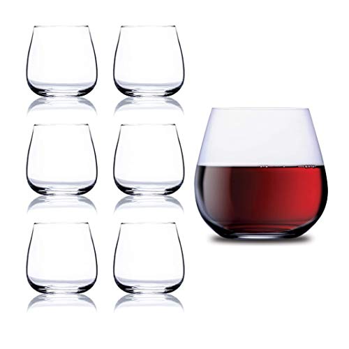 Chefs Star 15 Oz Stemless Wine Glasses Giant Wine Glass Stemless Red Wine Glasses or White Wine Glasses Drinking Glasses for Whisky Martini Scotch or Cocktails Set of Set of 6 - 15 oz