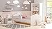 Dmora Letto singolo per bambini, Lettino per cameretta, Letto con protezione anticaduta e testiera a "nuvola", cm 164x88h63, colore Bianco